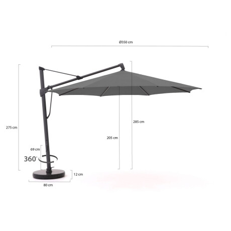 Glatz Sombrano S+ Easy zweefparasol ø 350cm - Laagste prijsgarantie! afbeelding2 - 1