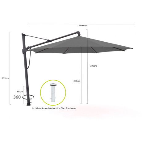 Glatz Sombrano S+ Easy zweefparasol ø 400cm - Laagste prijsgarantie! afbeelding2 - 1