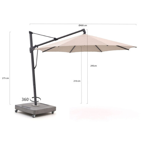 Glatz Sombrano S+ Easy zweefparasol ø 400cm - Laagste prijsgarantie! afbeelding2 - 1