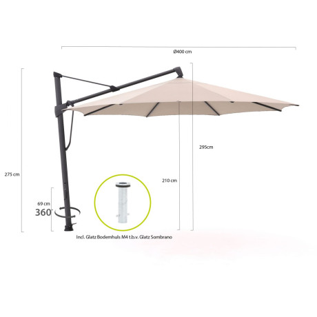 Glatz Sombrano S+ Easy zweefparasol ø 400cm - Laagste prijsgarantie! afbeelding2 - 1