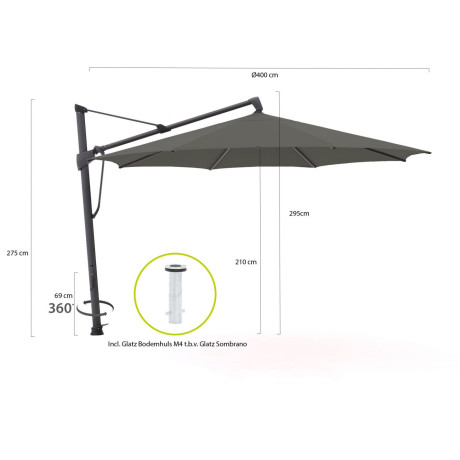 Glatz Sombrano S+ Easy zweefparasol ø 400cm - Laagste prijsgarantie! afbeelding2 - 1