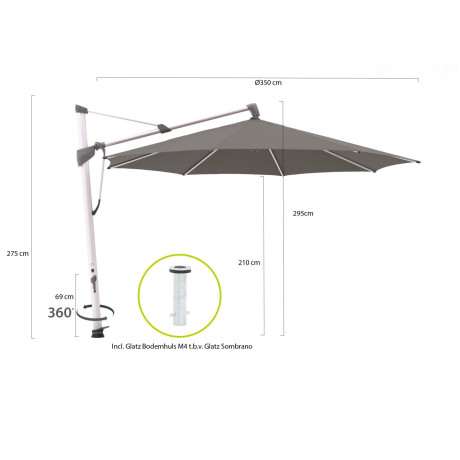 Glatz Sombrano S+ zweefparasol ø 350cm - Laagste prijsgarantie! afbeelding2 - 1