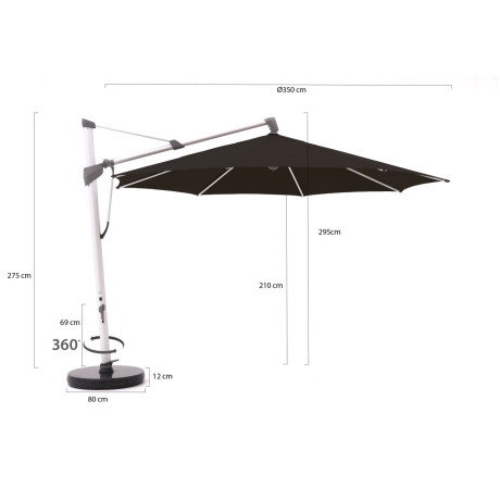 Glatz Sombrano S+ zweefparasol ø 350cm - Laagste prijsgarantie! afbeelding2 - 1