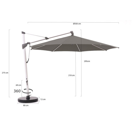 Glatz Sombrano S+ zweefparasol ø 350cm - Laagste prijsgarantie! afbeelding2 - 1