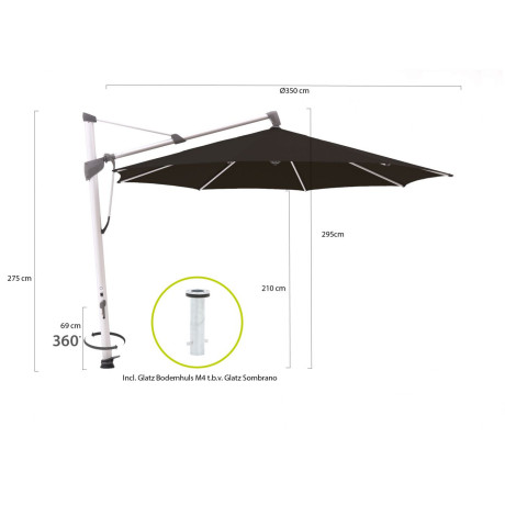 Glatz Sombrano S+ zweefparasol ø 350cm - Laagste prijsgarantie! afbeelding2 - 1