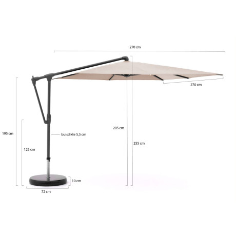 Glatz Sunwing Casa zweefparasol 270x270cm - Laagste prijsgarantie! afbeelding2 - 1