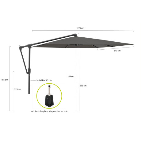 Glatz Sunwing Casa zweefparasol 270x270cm - Laagste prijsgarantie! afbeelding2 - 1