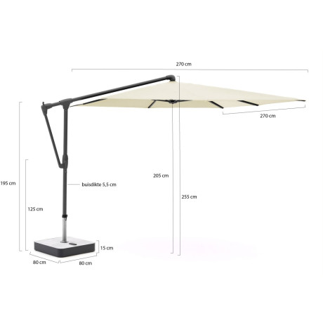 Glatz Sunwing Casa zweefparasol 270x270cm - Laagste prijsgarantie! afbeelding2 - 1