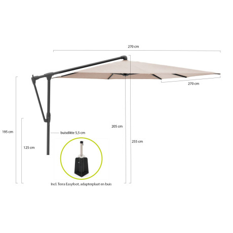 Glatz Sunwing Casa zweefparasol 270x270cm - Laagste prijsgarantie! afbeelding2 - 1