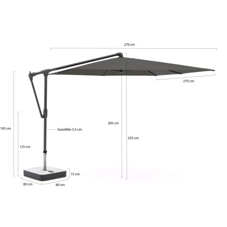 Glatz Sunwing Casa zweefparasol 270x270cm - Laagste prijsgarantie! afbeelding2 - 1