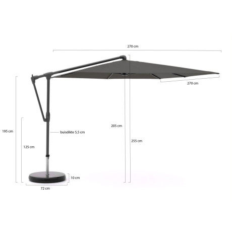 Glatz Sunwing Casa zweefparasol 270x270cm - Laagste prijsgarantie! afbeelding2 - 1