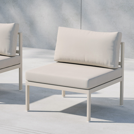 Glen aluminium modulair tuin bankelement beige met beige zitkussens- 74 x 65 cm afbeelding2 - 1