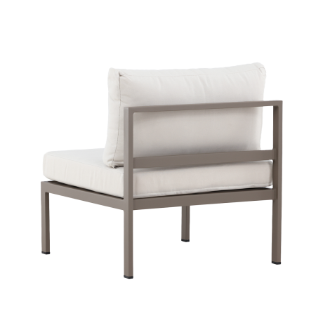 Glen aluminium modulair tuin bankelement taupe met beige zitkussens - 74 x 65 cm afbeelding2 - 1