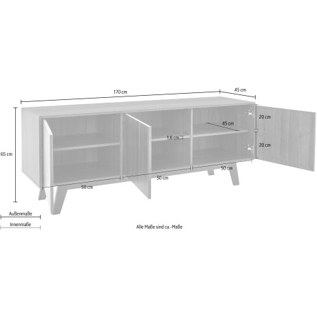 Guido Maria Kretschmer Home&Living Dressoir Orlando Breedte 170 cm, houtfineer, push-to-openfunctie afbeelding2 - 1