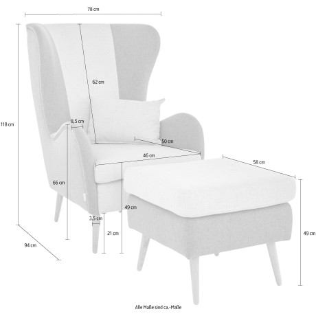 Guido Maria Kretschmer Home&Living Fauteuil Salla bekleding bouclé stof of fijne structuur naar keuze met of zonder hocker, grote fauteuil: afm. bxdxh: 78x94x118cm afbeelding2 - 1