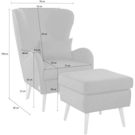 Guido Maria Kretschmer Home&Living Fauteuil Sallito voor woonkamer, ook in velours cord afbeelding2 - 1