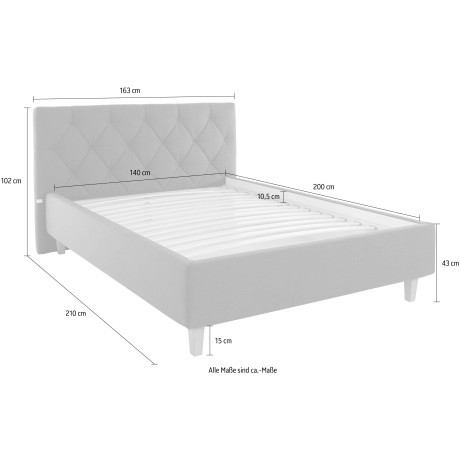 Guido Maria Kretschmer Home&Living Gestoffeerd bed Sunley 100 Kruisstiksel, hoofdbordhoogte 102 cm, zonder of met matras/lattenbodem afbeelding2 - 1