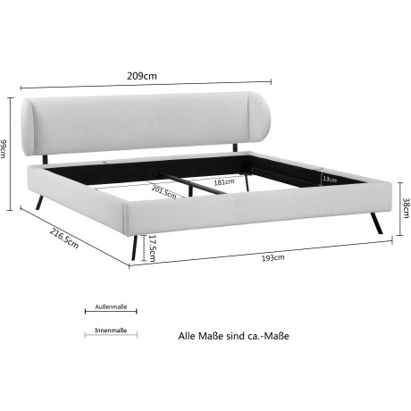 Guido Maria Kretschmer Home&Living Gestoffeerd bed Swantje in 3 breedten en 4 kleuren afbeelding2 - 1
