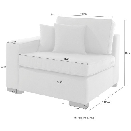 Guido Maria Kretschmer Home&Living Sofaelement Skara Module voor zelf samenstellen, in vele stofkwaliteiten afbeelding2 - 1