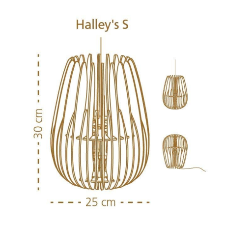 Halley S houten hanglamp small - met koordset zwart - Ø 25 cm afbeelding2 - 1