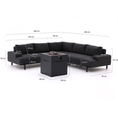 Hartman Lucas/Cosibrixx 60cm hoek loungeset met vuurtafel 3-delig - Laagste prijsgarantie! afbeelding2 - 1