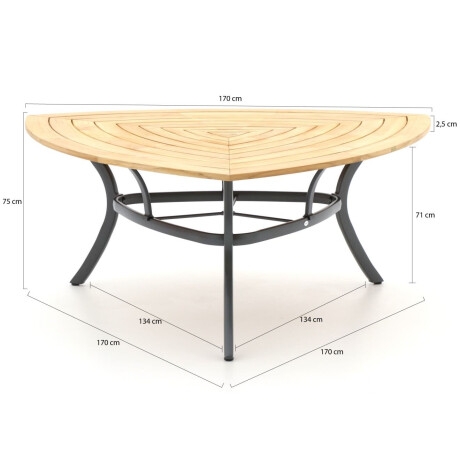 Hartman Triangular Classic dining tuintafel 170x170x170x74,5cm - Laagste prijsgarantie! afbeelding2 - 1