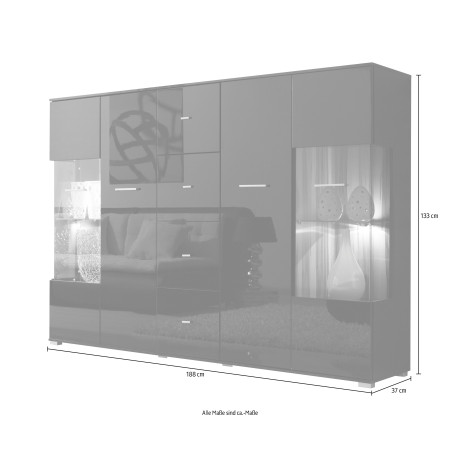 Höltkemeyer Highboard Style Breedte 188 cm, zonder verlichting afbeelding2 - 1