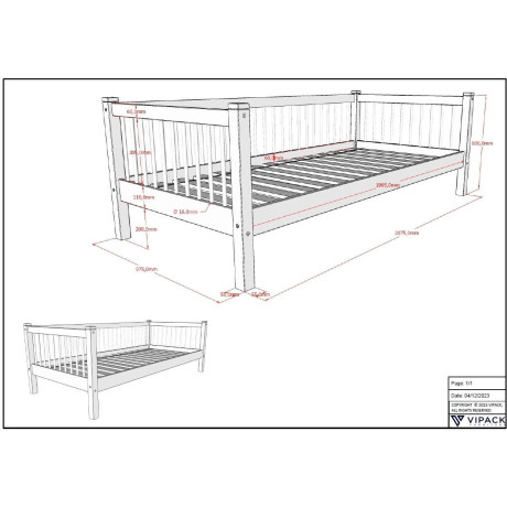 Home affaire 1-persoonsledikant met lf 90x200 cm, optioneel met of zonder bedlade, beuken wit afbeelding2 - 1