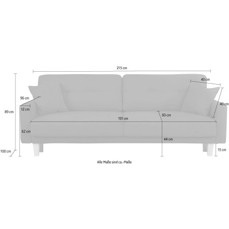 Home affaire 3-zitsbank Triplo incl. sierkussens, bxdxh: 215x100x89 cm ligoppervlak 191 x 145 cm afbeelding2 - 1