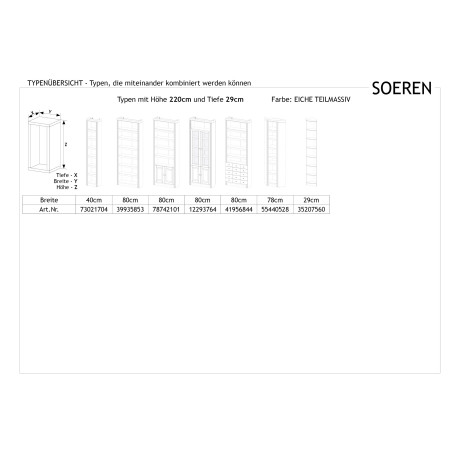 Home affaire Aanbouwrek Soeren van massief grenen, hoogte 220 cm, diepte 29 cm afbeelding2 - 1