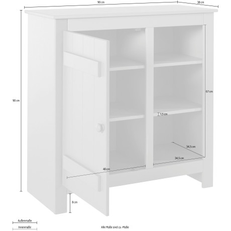 Home affaire Bergkast Bertram Massief hout, 4 verstelbare planken, magnetische sluiting, hoogte 90 cm afbeelding2 - 1