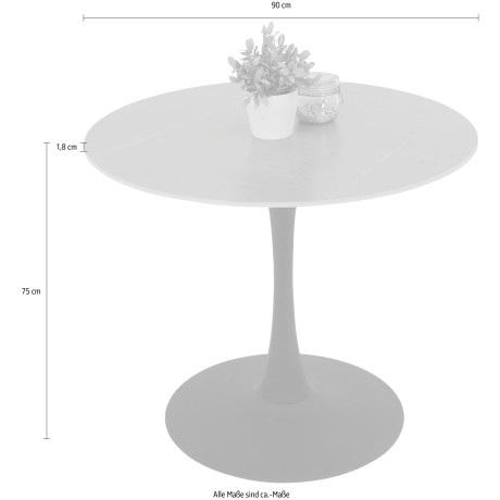 Home affaire Bistrotafel PAOLA eettafel rond 90 cm, robuuste steenplaat, verschillende steen kleuren, onderhoudsvriendelijk afbeelding2 - 1