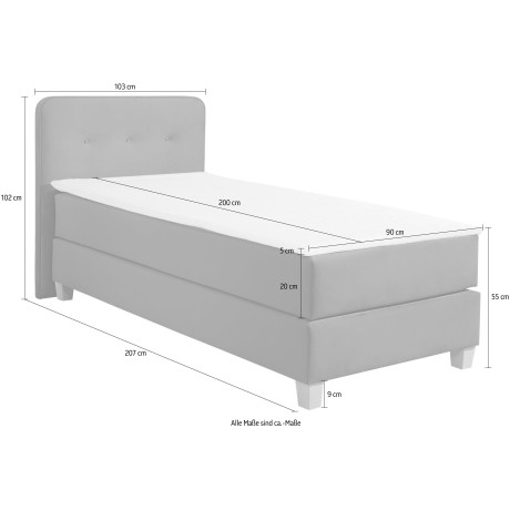 Home affaire Boxspring Fargo inclusief topper, in 3 soorten matrassen, in fluweel of structuurstof afbeelding2 - 1