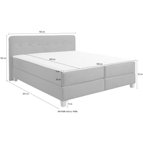 Home affaire Boxspring Fargo inclusief topper, in 3 soorten matrassen, in fluweel of structuurstof afbeelding2 - 1