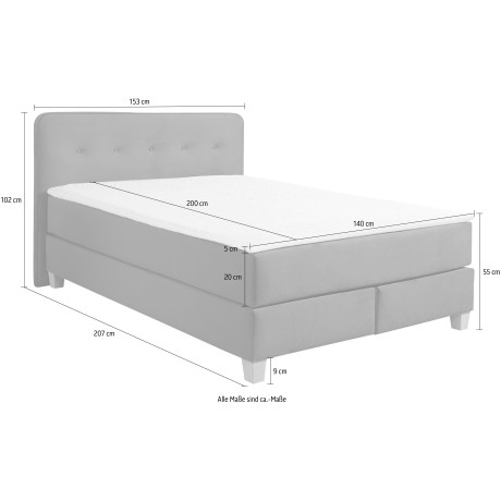 Home affaire Boxspring Fargo inclusief topper, in 3 soorten matrassen, in fluweel of structuurstof afbeelding2 - 1