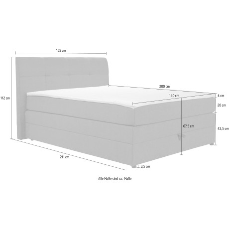 Home affaire Boxspring Finja bijzonder comfortabele lighoogte, met praktische bedkist (4-delig) afbeelding2 - 1