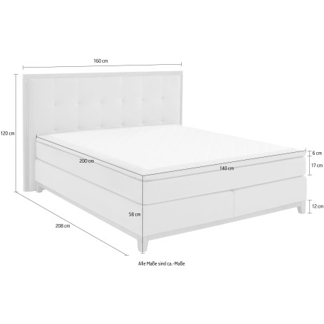 Home affaire Boxspring Sonja met stiksels in het hoofdbord en houten frame, inclusief topmatras afbeelding2 - 1