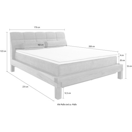 Home affaire Boxspring Villads Ligoppervlak: 160x200 cm van balkeiken, inside-boxspringonderbouw afbeelding2 - 1