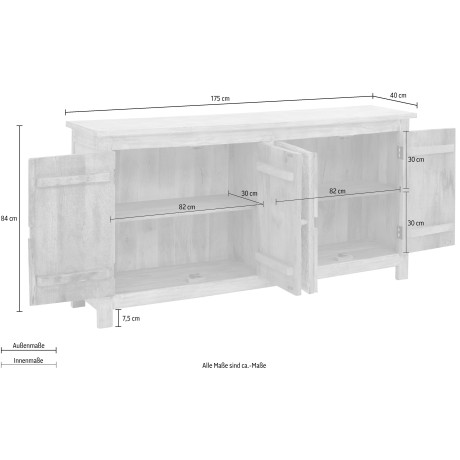 Home affaire Dressoir FENRIS Commode van massief mango hout, breedte 175 cm afbeelding2 - 1