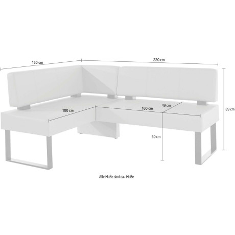 Home affaire Eethoek Oliver Hoekbank met golfvering in de zitting, tafel massief eiken (set, 4-delig) afbeelding2 - 1