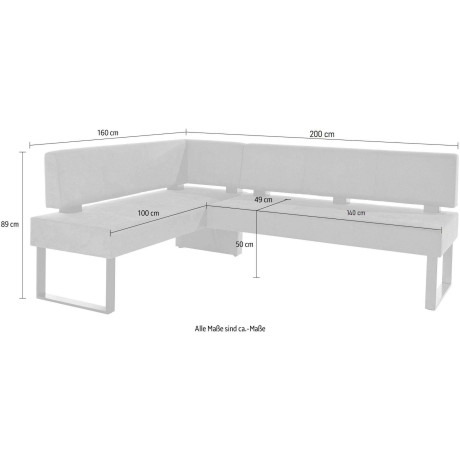 Home affaire Eethoek Oliver Hoekbank met golfvering in de zitting, tafel massief eiken (set, 4-delig) afbeelding2 - 1