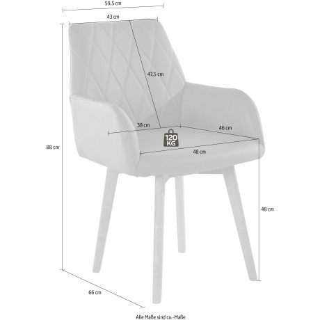 Home affaire Eetkamerstoel Brest Fauteuil in leer of microvezel, geolied massief eiken frame (set, 2 stuks) afbeelding2 - 1