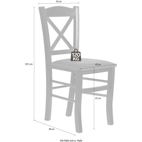 Home affaire Eetkamerstoel Clayton met frame van massief hout (set, 2 stuks) afbeelding2 - 1