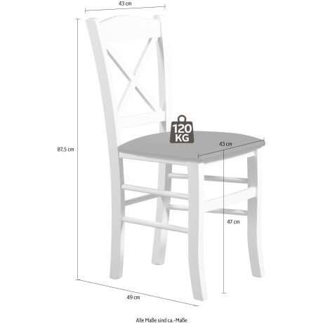 Home affaire Eetkamerstoel Clayton met frame van massief hout (set, 2 stuks) afbeelding2 - 1