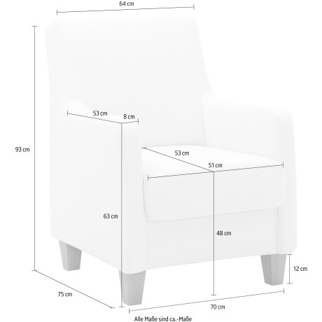 Home affaire Fauteuil Palmera Binnenveringsinterieur, in 5 stofkwaliteiten afbeelding2 - 1