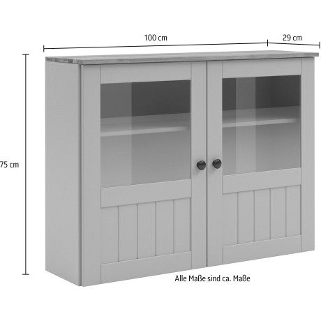 Home affaire Hangkast Alby2 Met metalen grepen en glazen deuren, breedte 100 cm afbeelding2 - 1