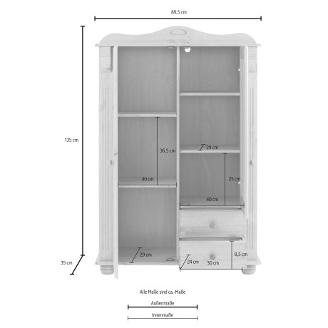 Home affaire Highboard ADELE Opbergkast, 2-deurs, hoogte 135 cm, van massief dennenhout, FSC afbeelding2 - 1