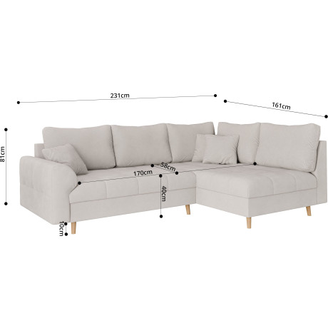 Home affaire Hoekbank CHARRE incl. 3 sierkussens L-vorm, fijne stiksels, losse rugkussens, ook in cord en bouclé afbeelding2 - 1