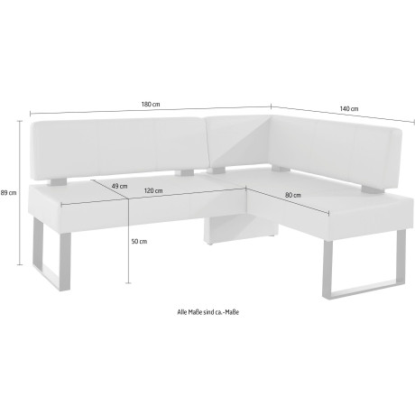 Home affaire Hoekbank Oliver met metalen frame, keukenbank verschillende hoezen cord eetkamerbank ottos choice afbeelding2 - 1