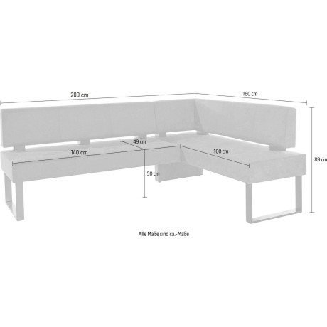 Home affaire Hoekbank Oliver met metalen frame, keukenbank verschillende hoezen cord eetkamerbank ottos choice afbeelding2 - 1